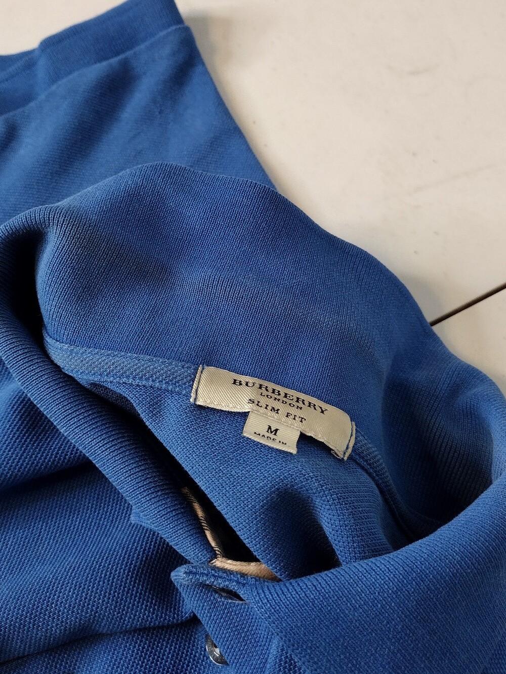 Burberry Blue Slim Fit Short Sleeve Polo Shirt Sz M - Picture 13 of 16